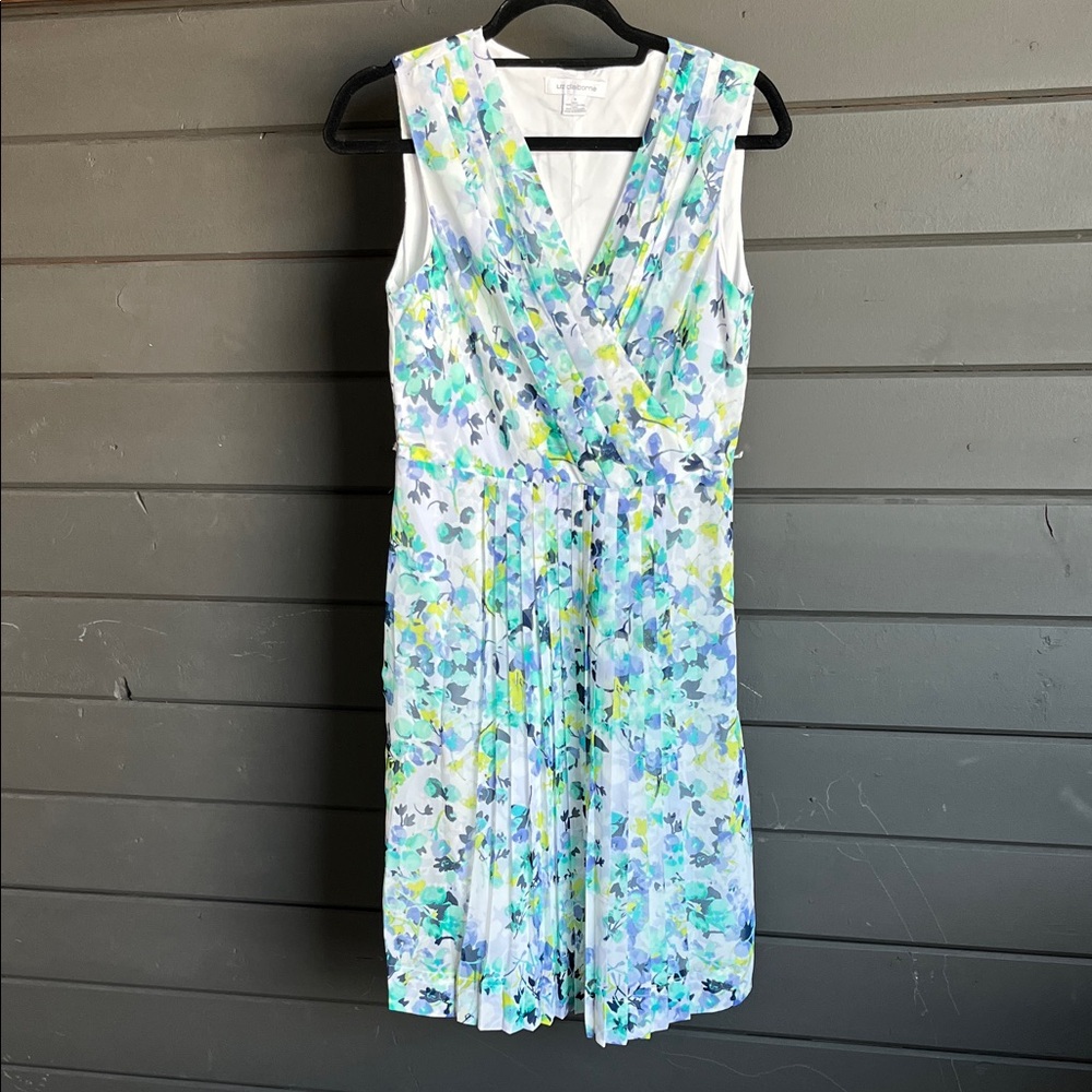 Liz Claiborne Floral Wrap Midi Dress - Blue and Green